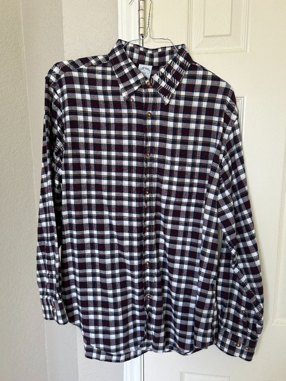 Brooks Brothers Regent Men's Flannel Button Shirt - Black/White/Burgundy - XL